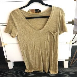 Olive green j crew t shirt with front pocket